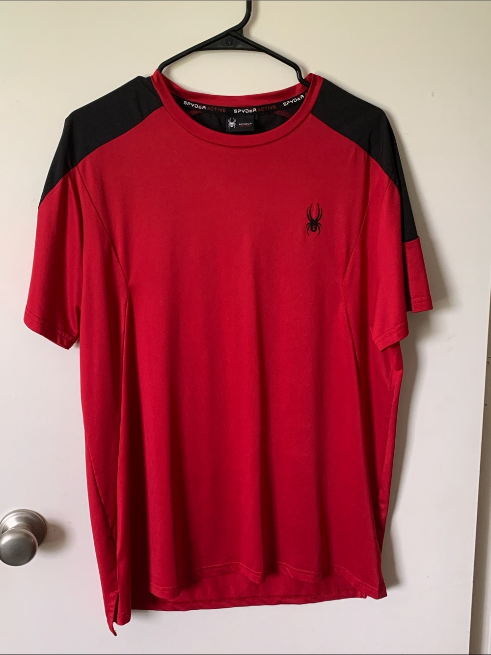 Spyder Men’s Red Active Short-Sleeve Tee with Black Accents